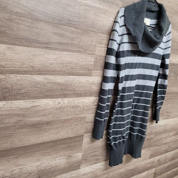 Pink Rose Sweater Mini Dress Black Tunic Gray Striped Cowl Neck Womens Large - Picture 4 of 11